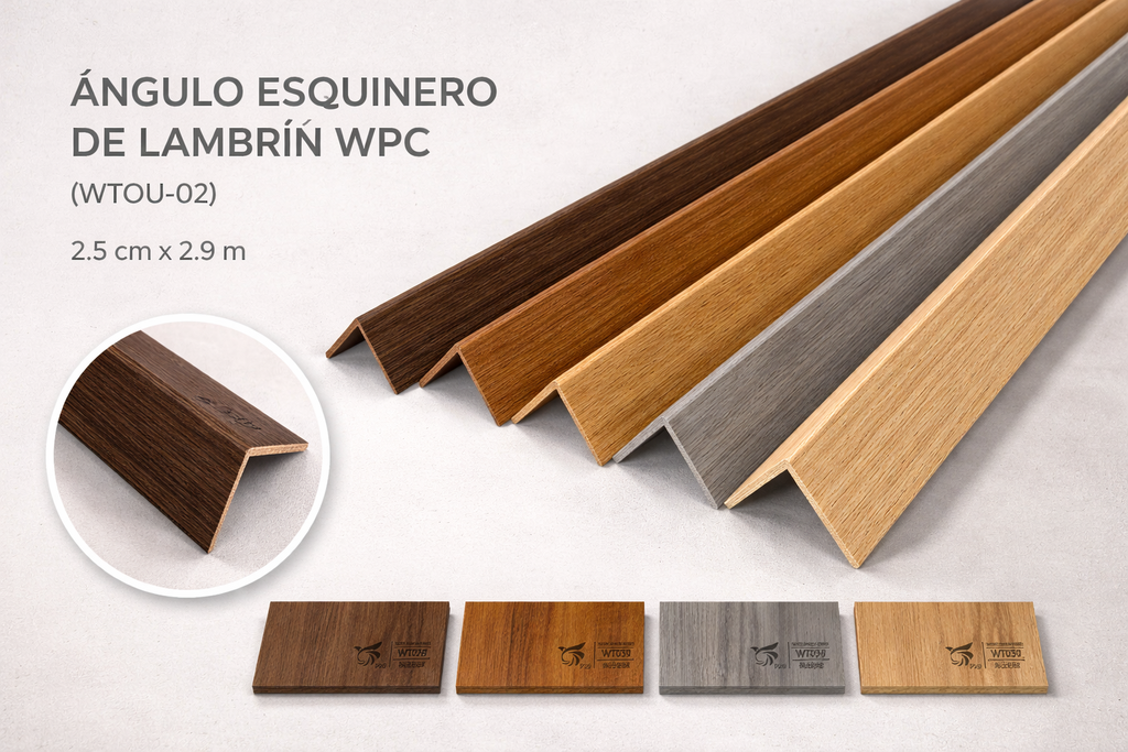 ÁNGULO ESQUINERO DE LAMBRIN WPC (WTOU-02) VARIOS COLORES  2.5 cm x 2.9 m (WT016 COCOA)