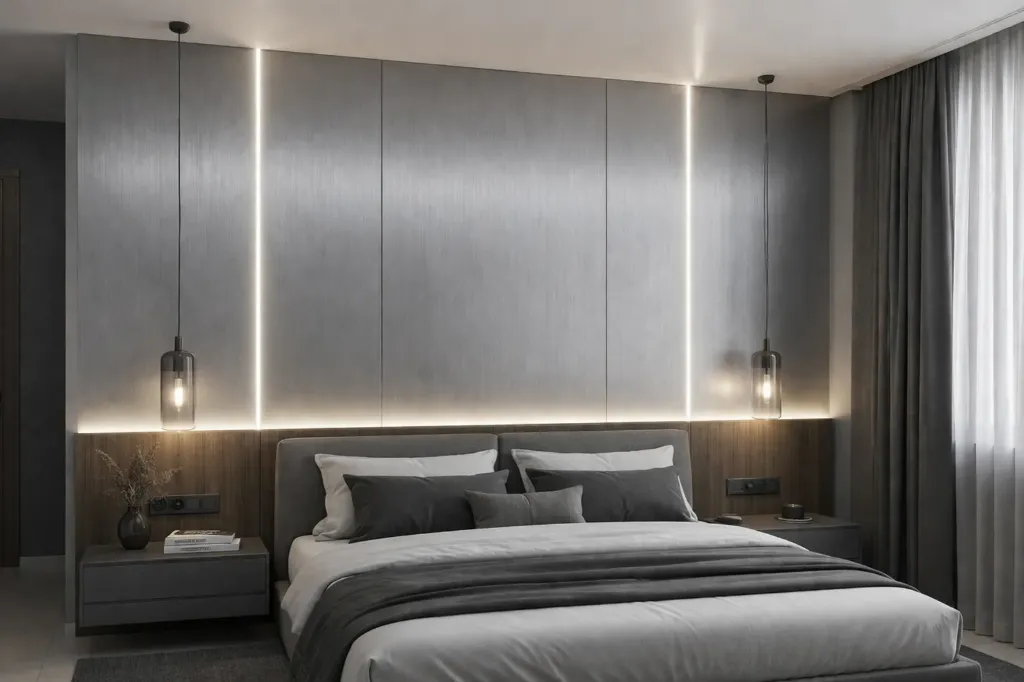 [GM8014] WPC WALL PANEL METAL SERIES BRUSHED (SILVER)