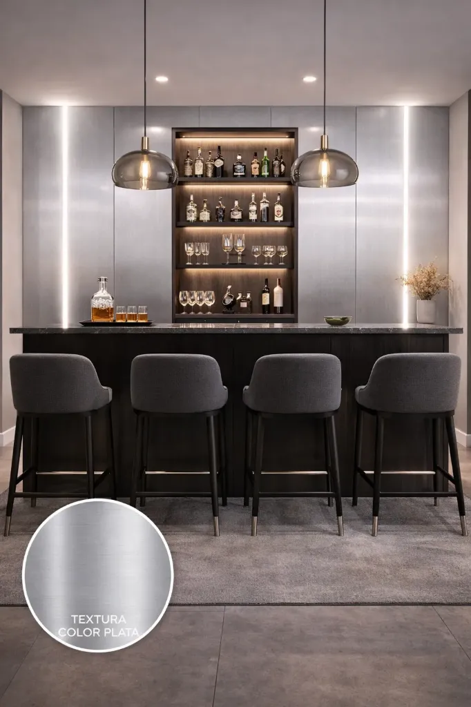 [XY9003] WPC WALL PANEL METAL SERIES LINNED (SILVER)