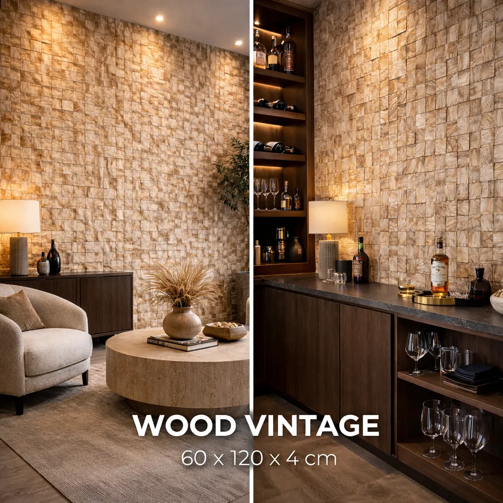[H39] PIEDRA PU WOOD VINTAGE