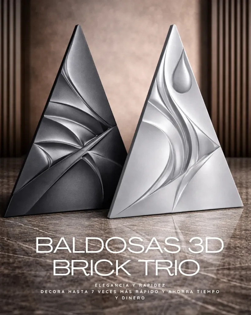 [3D BRICK TRIO] BALDOSAS 3D BRICK TRIO  (MATTE BLACK)